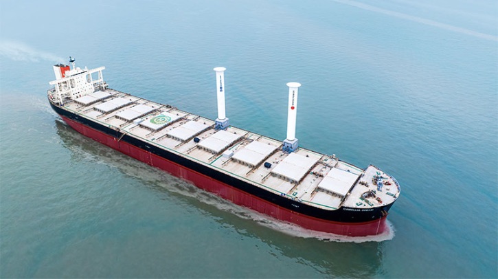 Mitsui O.S.K. Lines (MOL) and Vale International have retrofitted a 200,000-ton class bulk carrier with two 35m x 5m Norsepower Rotor Sails and marked its first call at Ponta da Madeira, Brazil. World's first installation of rotor sails on a capesize bulk carrier completed for Vale.