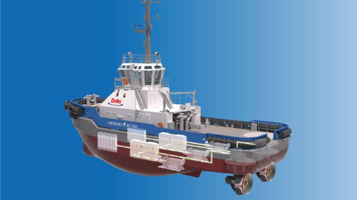 Daito Corporation (Daito), a subsidiary of Kawasaki Kisen Kaisha (K Line), has signed a collaboration agreement with Kawasaki Heavy Industries (KHI) to build an electric tugboat, an electric vessel (EV) powered by a large-capacity lithium-ion battery.