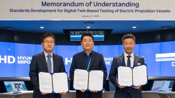 DNV has signed a Memorandum of Understanding (MoU) with HD Hyundai Mipo (HMD) and HD Korea Shipbuilding & Offshore Engineering (KSOE) to develop standards for testing electric-powered vessels through the use of digital twin-based criteria and procedures.
