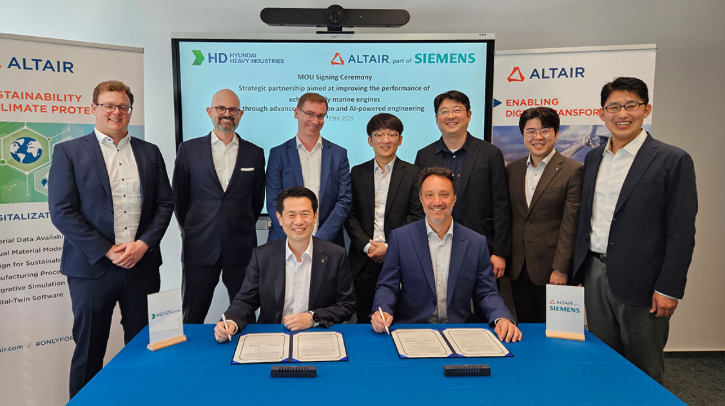 Computational intelligence company Altair has signed a memorandum of understanding (MOU) with the Engine Research Institute at HD Hyundai Heavy Industries to improve the performance of eco-friendly marine engines and power AI-driven development initiatives.