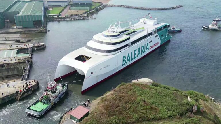 Third Incat Crowther-designed dual-fuel fast ropax ferry launched