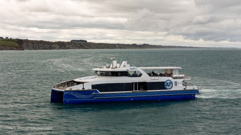 Auckland’s first plug-in hybrid electric fast ferry completes sea trials Auckland’s first plug-in hybrid electric fast ferry completes sea trials.