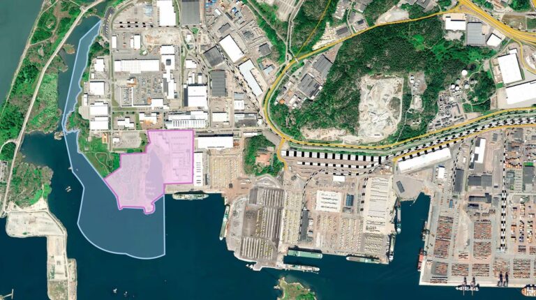Port of Gothenburg acquires land for westward expansion Aerial view of the Port of Gothenburg detailing the land to the west of the facility that has been acquired.