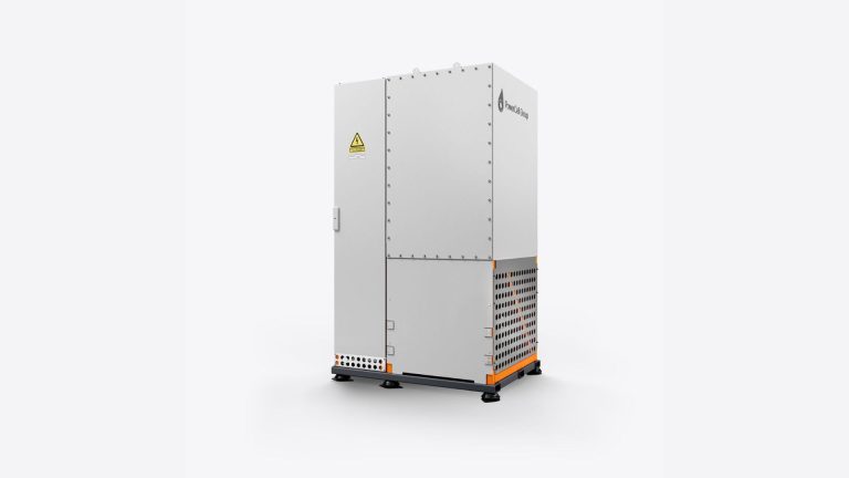 PowerCell wins DLR order for maritime fuel cell test system A PowerCell maritime fuel cell test system shown in profile against a white background.